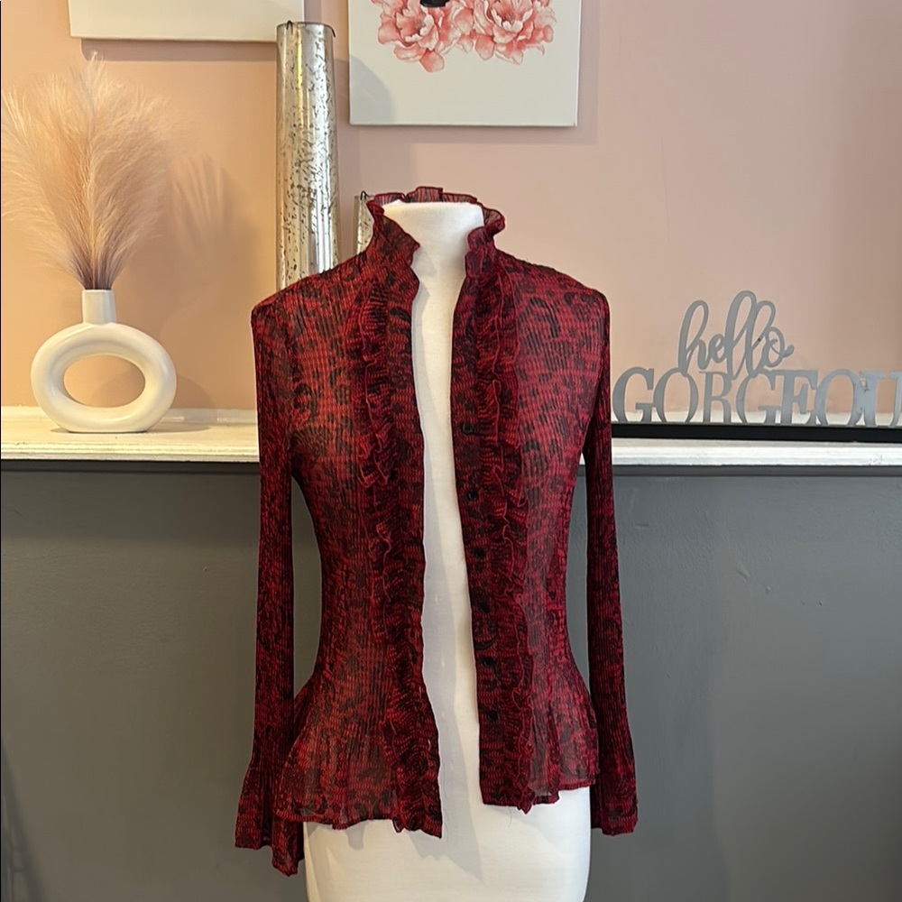 Apt. 9 Red Ruffled Blouse